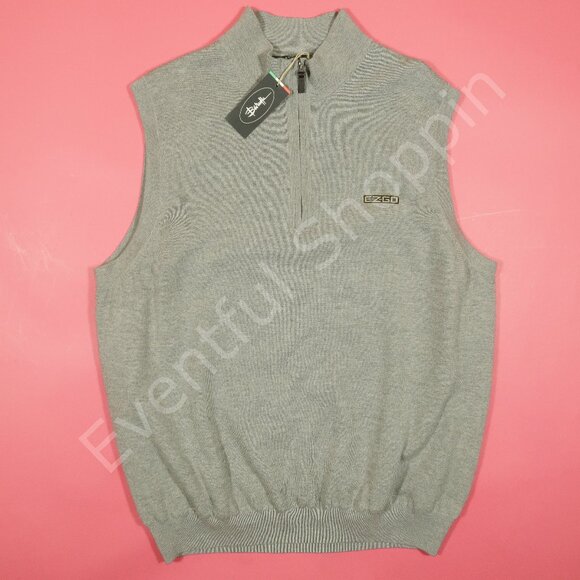 EZGO Golf Vest Mens XL Gray Merino Wool 1/4 Zip Wind Lined Fairway & Greene New - Picture 3 of 8